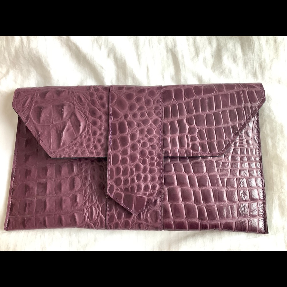 Custom JJ Winters purple croc flap clutch